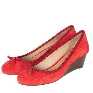 Tory Burch Chelsea Wedge Red Suede Heels Size 8.5 M
